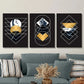 3pcs Luxurious art, geometric circle triangle Metal Print Ready to Hang Art