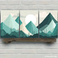3pcs Mountains Landscape Mural Blue Green Abstract Metal Print Ready to Hang Art
