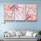 3pcs Abstract Pink Marble Golden Accents Metal Print Ready to Hang Art