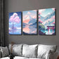 3pcs Pink Trees by the Lake & Mountain Scenery Wall Art Set Canvas Framed 40x60cm - High Quality Print 100% Australian Made Wall Canvas Ready to Hang