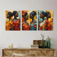 3pcs Black African American Woman Metal Print Ready to Hang Art