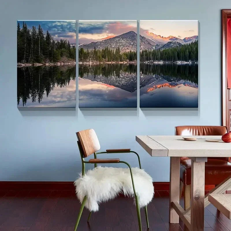 3pcs Flat Space Adventure Marble Metal Print Ready to Hang Art