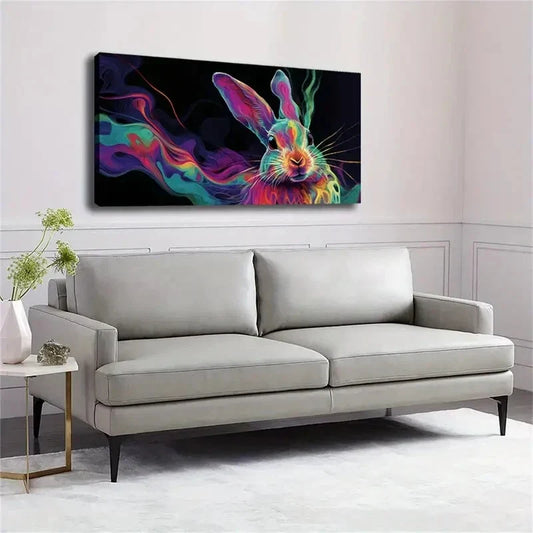 Elegant Rabbit Art In Blue Wall Art Canvas Office Home Room Framed 120x60cm