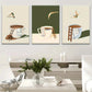 3pcs Geometric Abstract Coffee Cup Design Metal Print Ready to Hang Art