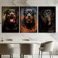 3pcs Rottweiler Dog Black & Brown Metal Print Ready to Hang Art