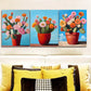 3pcs Vibrant Cactus & Flower Metal Print Ready to Hang Art