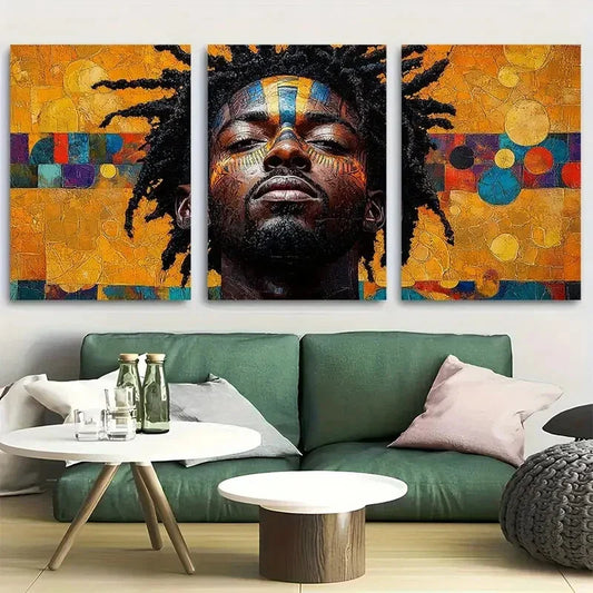3pcs African Warrior Bold Cultural Metal Print Ready to Hang Art