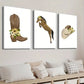 3pcs Boots Hat & Jump Horse with Yellow Flower Wall Art Set Canvas Framed 40x60cm - High Quality Print 100% Australian Made Wall Canvas Ready to Hang