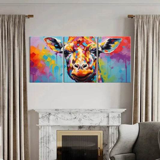 3pcs Vibrant Giraffe Metal Print Ready to Hang Art