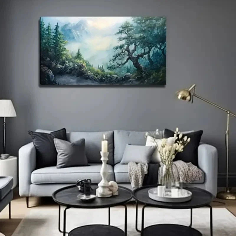 Mountain Landscape Modern Wall Art Canvas Office Home Room Framed 120x60cm