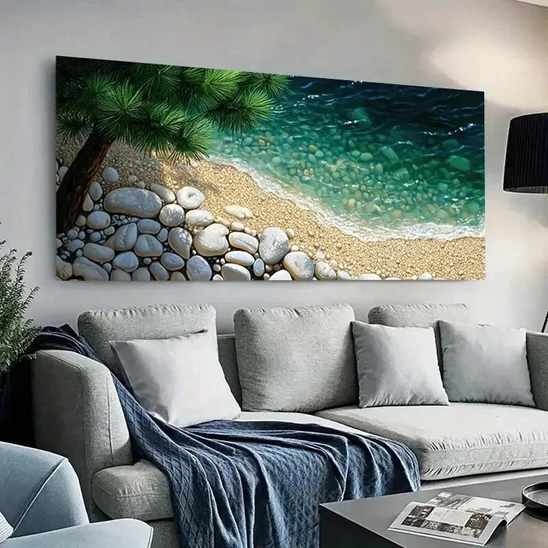 Modern Beach Pristine Sea wall canvas office home room framed 120x60cm