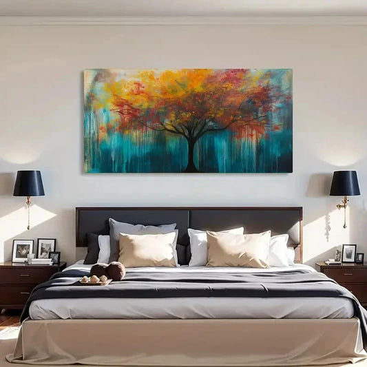 Contemporary Retro Landscape Wall Art Canvas Office Home Room Framed 120x60cm