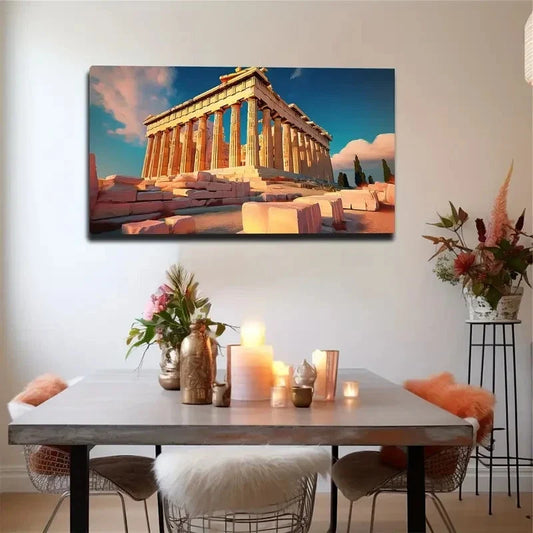 Greek Parthenon Wall Art Canvas Office Home Room Framed 120x60cm