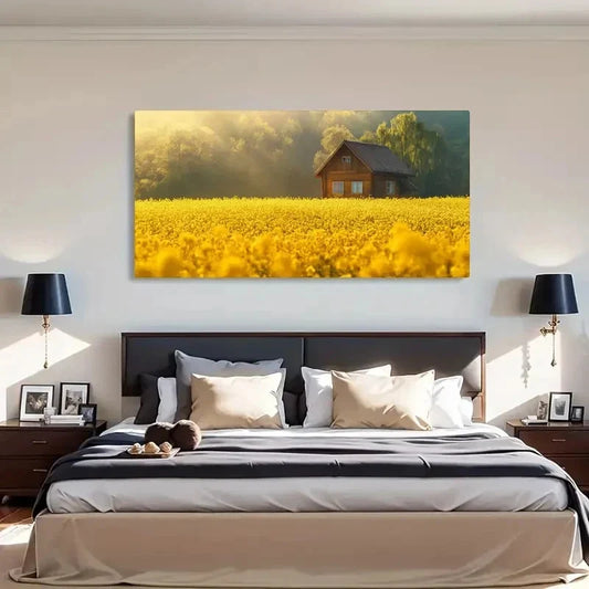 Featuring Yellow Field Sunlight Wall Art Canvas Office Home Room Framed 120x60cm
