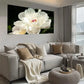 Realistic White Peonies in Sun Wall Art wall canvas office home room framed 120x60cm