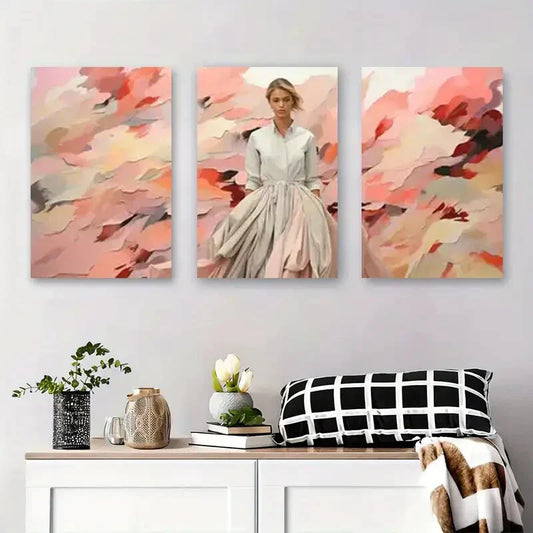 3pcs Modern Abstract Fashion Woman Metal Print Ready to Hang Art