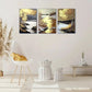 3pcs Golden Shine, Golden Birch And Golden Beauty Metal Print Ready to Hang Art