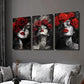 3pcs Elegant Women with Red Roses Wall Art Set Canvas Framed 40x60cm - High Quality Print 100% Australian Made Wall Canvas Ready to Hang