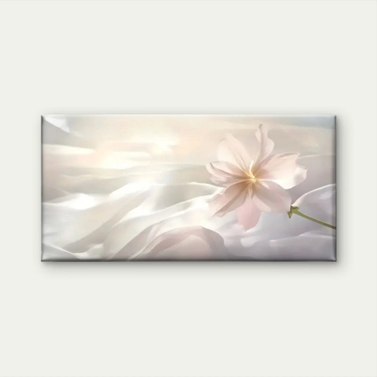Flowers White Abstract Wall Art Canvas Office Home Room Framed 80x45cm