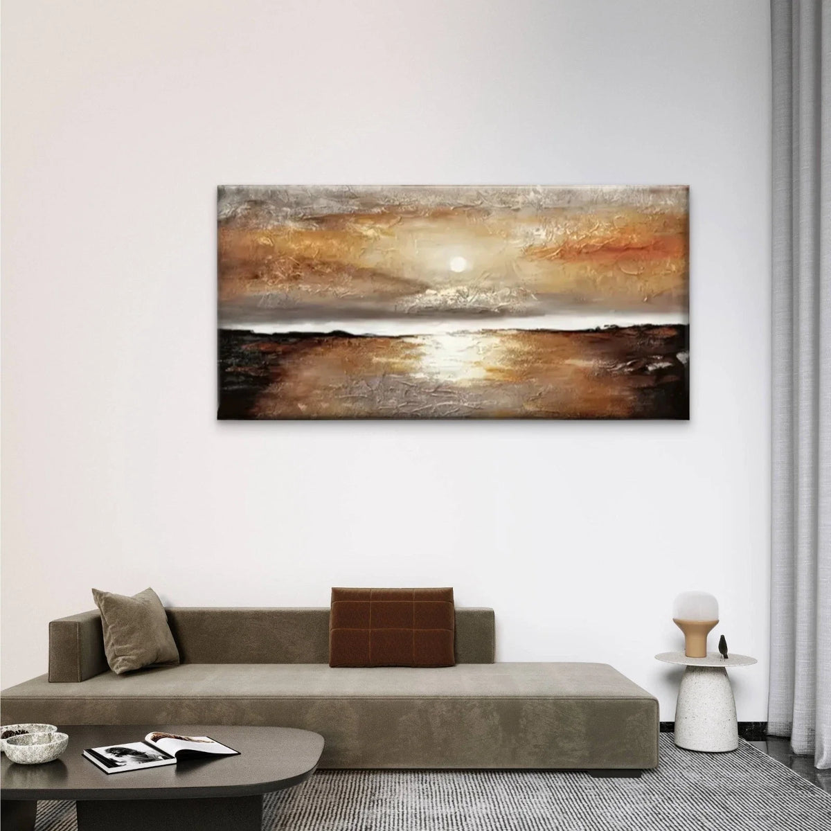 Sunset Abstract Perfect Wall Art Canvas Office Home Room Framed 120x60cm