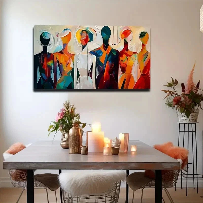 Abstract Women Models Wall Art Canvas Office Home Room Framed 80x45cm