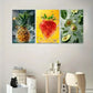 3pcs Vibrant Fruits with Water Droplet Metal Print Ready to Hang Art