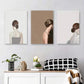 3pcs Simple Back Views of Women with Buns, Metal Print Ready to Hang Art