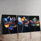 3pcss Modern Art Deco Metallic Flowers Wall Art Set Canvas Framed 40x60cm - High Quality Print 100% Australian Made Wall Canvas Ready to Hang