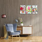 3pcs Vibrant Floral and Butterfly Pop Art Metal Print Ready to Hang Art