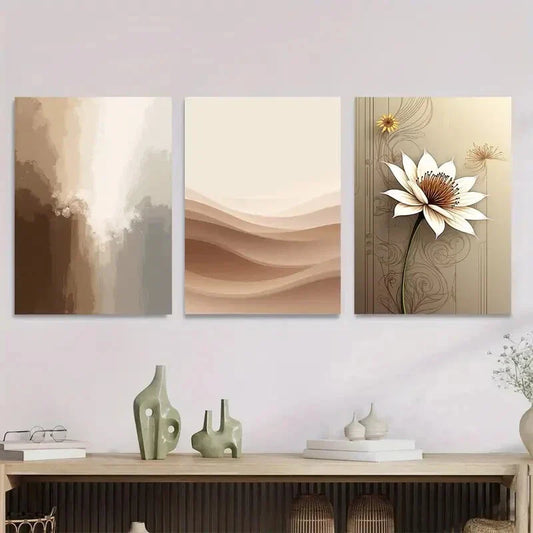 3pcs Luxury Modern Abstract Metal Print Ready to Hang Art