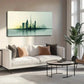 Gradient Blue Green Cityscape Wall Art canvas office home room framed 120x60cm
