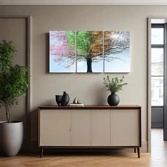 3pcs Colorful Tree Picture  Metal Print Ready to Hang Art