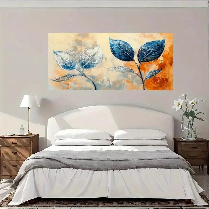 Modern Abstract Leaf Wall Art Canvas Office Home Room Framed 120x60cm