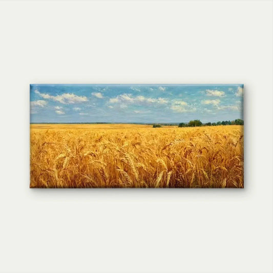 Wheat Field Natural Landscape Wall Art Canvas Office Home Room Framed 80x45cm