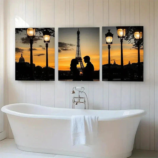 3pcs Romantic Paris Sunset Love Nature Perfect Wall Art Set Canvas Framed 40x60cm - High Quality Print 100% Australian Made Wall Canvas Ready to Hang