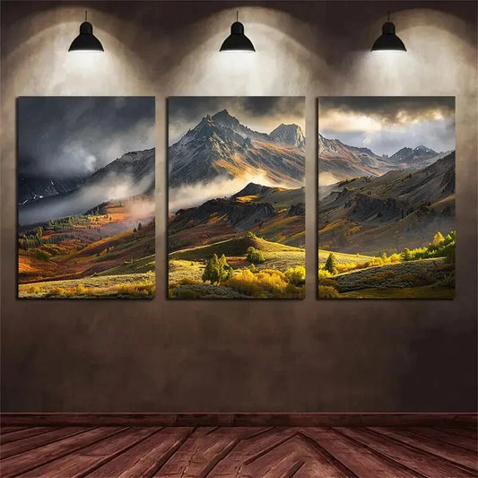 3pcs Sunrise Durable Material Mountain Metal Print Ready to Hang Art