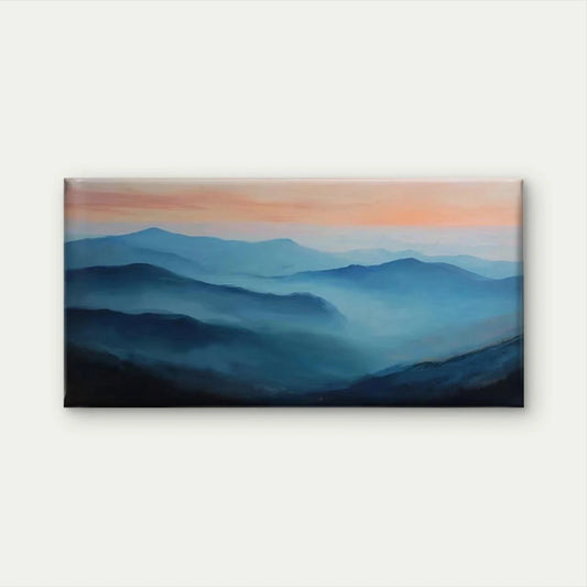Blue Mountain Landscape Wall Art Canvas Office Home Room Framed 80x45cm