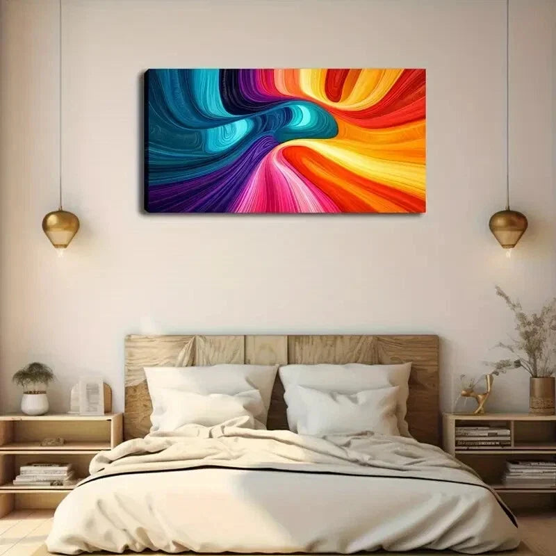 Vibrant Color Flow Design Wall Art Canvas Office Home Room Framed 120x60cm