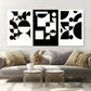 3pcs Abstract Contemporary Black & White Metal Print Ready to Hang Art