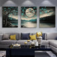 3pcs Lake And Tree Silhouettes Blue And Black Metal Print Ready to Hang Art