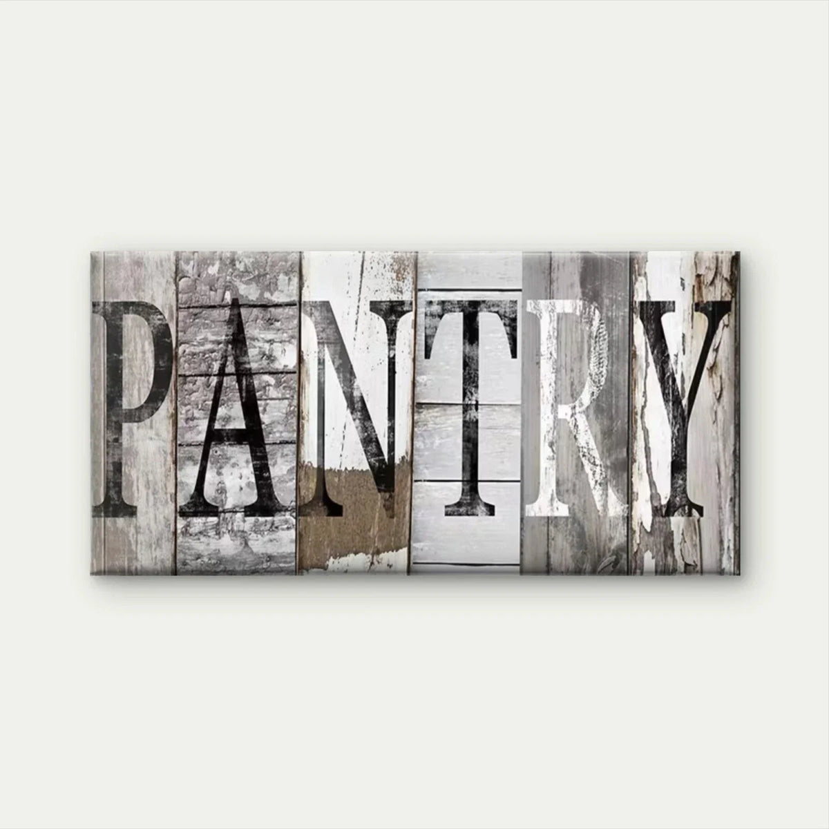 Rustic Wood Pantry Letter Wall Art Canvas Office Home Room Framed 80x45cm