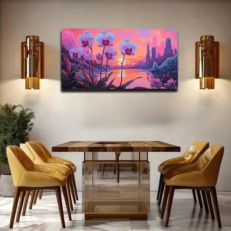 Dreamy Lilac Petal Design Wall Art Canvas Office Home Room Framed 120x60cm