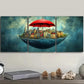 3pcs City view under a red umbrella Wall Art Set Canvas Framed 40x60cm - High Quality Print 100% Australian Made Wall Canvas Ready to Hang
