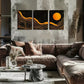3pcs  Abstract Moon, Mountain Wall Art Set Canvas Framed 40x60cm - High Quality Print 100% Australian Made Wall Canvas Ready to Hang