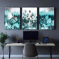 3pcs Ink Flower Blue and Black Decoration Metal Print Ready to Hang Art