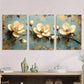 3pcs Elegant Beige Magnolia Flower Metal Print Ready to Hang Art