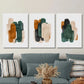 3pcs Abstract Geometric Minimalist Green & Brown Metal Print Ready to Hang Art