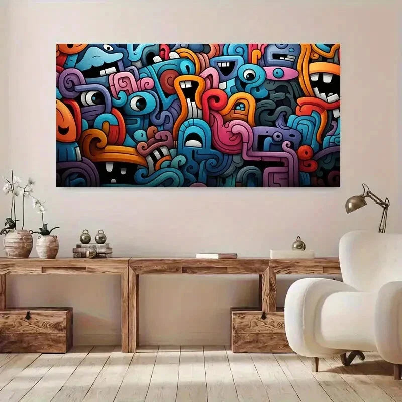 Vibrant Bold Geometric Patterns Wall Art Canvas Office Home Room Framed 120x60cm