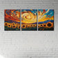 3pcs Golden Sunflowers & Swirling Sky Metal Print Ready to Hang Art