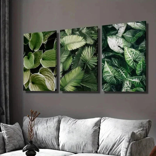 3pcs Tropical Lush Green Plant Decor Wall Art Set Canvas Framed 40x60cm - High Quality Print 100% Australian Made Wall Canvas Ready to Hang